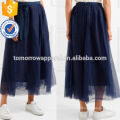 Graceful Navy Nylon Tulle Midi Summer Skirt Manufacture Wholesale Fashion Women Apparel (TA0020S)